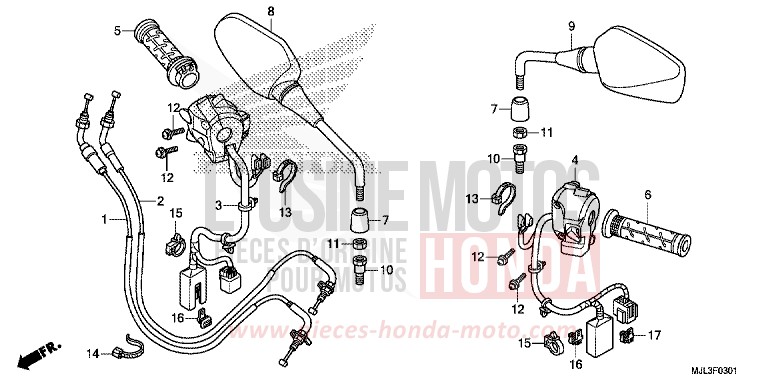 COMMUTATEUR/CABLE (NC700XD/750XD) de NC750X DCT SWORD SILVER METALLIC (NHA95) 2014